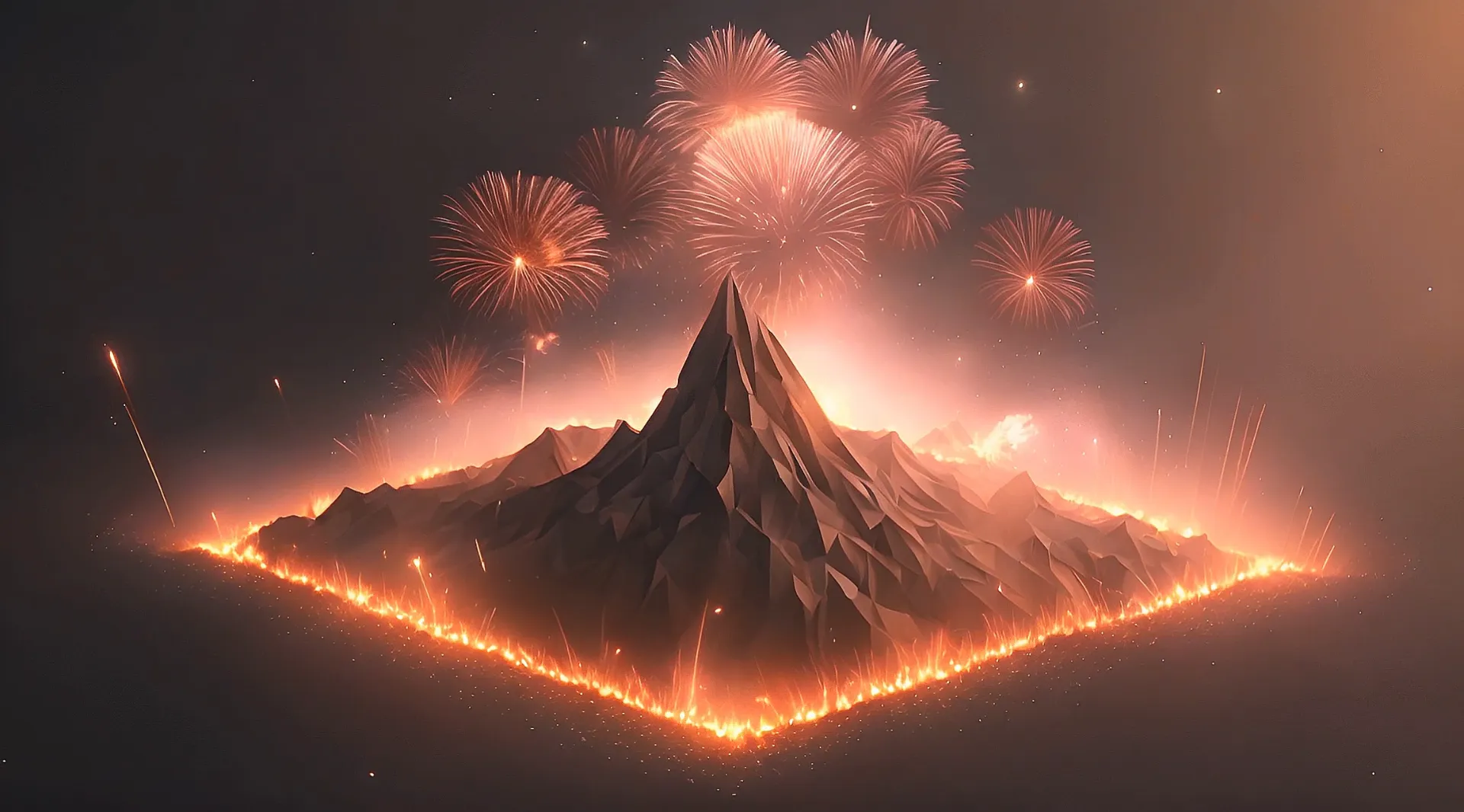 Magical Firework Display over Mountain Festive Backdrop Video